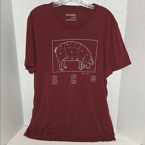 Old Navy Red Short Sleeve Tee with Graphic Design
